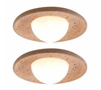 TRIVIDHA Lámpara De Techo De Piedra Amarilla WABI-sabi, Redonda, LED, Luz Cálida, con Pantalla Acrílica, Terrazo, Semiempotrada, para Sala De Estar, Cocina, Dormitorio Y Cafetería.