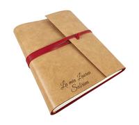 TriVin Art Álbum de fotos artesanal fabricado en Italia, de piel sintética, personalizable con grabado, ideal para cualquier evento (miel/rojo personalizado)