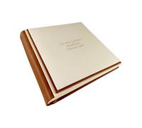 TriVin Art Álbum de fotos Elios Soft - fabricación artesanal de piel sintética personalizable con grabado. Ideal para Boda, Aniversario, Todos los Eventos (Crema/Marrón)