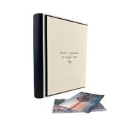 TriVin Art Álbum de fotos Elios Soft - fabricación artesanal de piel sintética personalizable con grabado. Ideal para bodas, aniversarios, todos los eventos (Crema/Negro)