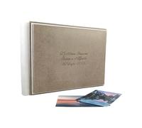 TriVin Art Álbum de fotos en elegante símil piel, personalizable con grabado. Ideal para bodas, aniversarios, todos los eventos. (Paloma-Gris Perla)