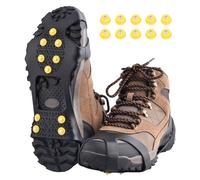 TRIWONDER Crampones Ligero de Nieve Hielo 10 Puntas Dientes De Acero Zapatos Antideslizante para Cámping Alpinismo Acampada Senderismo Marcha Invierno (01 Negro - L)