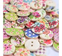 TRIXES 100pcs Botones de Colores Decorativos Surtidos - Botones Decorativos - Madera, 2 Agujeros - Adecuado para Bricolaje, Costura y Scrapbooking