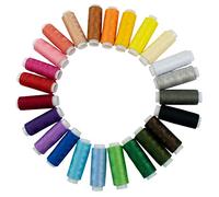 TRIXES 24 hilos de coser de poliéster de colores surtidos, kit de carretes de costura de colores, accesorios de costura multicolor, aproximadamente 182 metros por bobina de poliéster