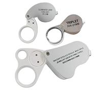 TRIXES 3 Set joyeros Lupa Lente de Cristal 30, 40, Doble 30/60 LED luz Lupa