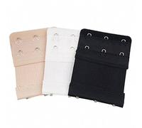 TRIXES 3 x Tirantes Extensibles de Sostén (3 Ganchos) - Doble Fila - Extensiones de Color Beige, Blanco y Negro