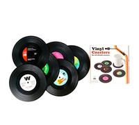 TRIXES 6 x Posavasos de Vinilo de Record Diseño - Retro - Conjunto/Set