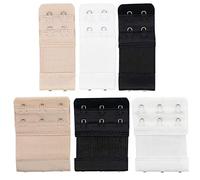 TRIXES 6PC Bra Extenders Strap Set - 2 Hook y 3 Hook Extensions - Maternity Bra - Nursing Bra - Cómodo y elástico - Ganancia de peso temporal - Blanco negro Beige