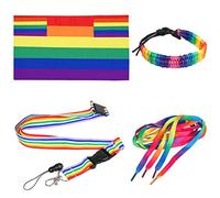 TRIXES Accesorios Arcoíris para el Día del Orgullo Gay Conjunto Multicolor de Capa Tamaño para Adultos, Bandera Cordón Sibato, Cordones Zapatos y Brazaletes-Festivales Carnaval Eventos de LGBTQ