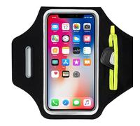TRIXES Brazalete para Correr Negro con Bolsa para Auriculares Accesorio Adecuado para iPhone 15 Pro Max/14 Pro/13 Pro Max/12/12 Pro/11/XR/XS/X/8 Plus - Adecuado para teléfonos Inteligentes