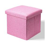 TRIXES Caja de Almacenamiento Otomana Rosa con Tapa, Caja de Almacenamiento Plana, Caja de Juguetes, Reposapiés Puff con Almacenamiento, Caja de Memoria, Almacenamiento de Gadgets