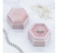 TRIXES Caja de terciopelo rosa para anillos - Elegante joyero - para anillo de compromiso, propuesta de boda, caja de regalo - vitrina con interior de espuma