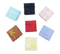 TRIXES Caja para Anillos - 5 Joyeros Cuadrados Elegantes - para Propuesta de Anillo de Compromiso Caja de Regalo de Boda - Vitrina con Interior de Espuma y Lazo de Cinta - Colores Surtidos