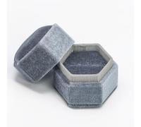 TRIXES Caja para anillos de terciopelo gris - Cajas de joyería elegantes - para propuesta de anillo de compromiso Caja de regalo de boda - Vitrina con interior de espuma