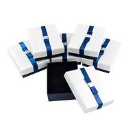 TRIXES Caja para Joyas 6 PIEZAS - Cajas de regalo de cartón con tapa - Azul oscuro y blanco perla - Interior de espuma - para collares Anillos Pendientes Pantalla 9 x 7 x 3cm