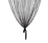 TRIXES - Cortina de Hilo (Negro) - Divisor de Puerta Gota de Rocío - 90 x 200 cm - Cadena de Plata y Brillo de Cortina Ventana - Le Ayudará a Mantener Alejadas Las Indeseadas Moscas