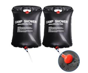 TRIXES Ducha Camping 2 Pack 20L - Bolsa Solar Portátil Exterior | Bolsa de agua calentada por solar, lavado exterior portátil, camping, viajes, senderismo, pesca, capacidad 20 L