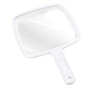 TRIXES Espejo con Mango Profesional del Salón Barberos Peluqueros Maquillaje Afeitar Peluquería - Espejo de Mano Grande - Agarre Fácil - Blanco - Rectangular