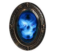 TRIXES Espejo de Halloween Negro y Dorado con Imagen Espeluznante, Montaje en pared - Doble Sensor - Activado por Movimiento y Sonido - Decoración de Espejo de Halloween