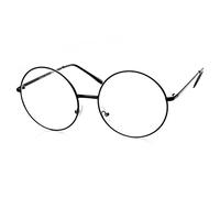 TRIXES Gafas Redondas con Lentes Transparentes y Estructura de Metal Negro, Unisex, Geeky, Retro, Vintage, Accesorio de Moda