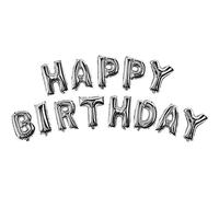 TRIXES Globos foil plateados "Happy Birthday" - letras individuales