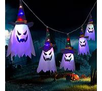 TRIXES Guirnalda de Fantasmas de 3M - 5 Fantasmas LED de Halloween - Decoración de Halloween para Interior/Exterior - Funciona con Pilas