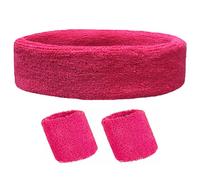 TRIXES Juego de 3 Bandas para el Sudor de Color Rosa - Accesorio novedoso para Disfraces - Juego de Diadema y muñequera