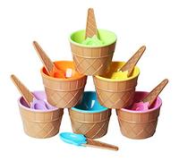 TRIXES - Juego de 6 Cuencos de Postre y cucharas a Juego, plástico, diseño de oblea