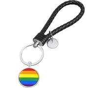 TRIXES Llavero Arco Iris Lazo de Cuero Trenzado - Accesorio Orgullo - Accesorio Multicolor - Día del Orgullo Gay LGBTQIA2s+