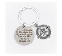 TRIXES Llavero de brújula Go Confidently in The Direction of Your Dreams, regalo de graduación, cita inspiradora