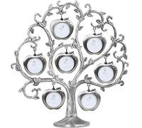 TRIXES marco del árbol de familia de archivo - Marco de múltiples imágenes - Manzano con 7 marcos colgantes desmontables - Plata - Metal - Independientes Inicio Decoración - Regalos para ella