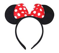 TRIXES Orejas de ratón de dibujos animados en diadema con lazo de satén rojo con lunares blancos - Accesorio para disfraces - Regalo decorativo para fiesta - Deluxe Accesorio para Foto