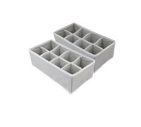 TRIXES Pack de 2 Organizadores de Almacenamiento - Perfecto para Calcetines Corbatas Joyería de ropa interior - Ahorro de espacio plegable Dibujar compartimento divisores - Color gris