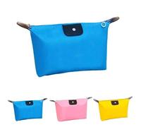 TRIXES Paquete de 3 Bolsas de Aseo para de Viajes Plegables - Organizadores de Maquillaje Forma de Bollo de Masa - Estuche Cosméticos Portátil - Bolsa para Lavado en Colores Rosa, Amarillo y Azul