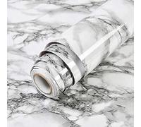 TRIXES Paquete Papel Tapiz Permanente láminas Vinilo Mármol - Respaldo de Papel Autoadhesivo - Rollo 40CM x 3M Trasero Adhesivo - para Superficies de Muebles Muros - Corte a Medida - Blanco