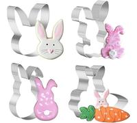 TRIXES Pascua 4PCS Set de Cortadores de Galletas de Conejo - Molde para Galletas con Tema, Masa, Pastel y Más - Cortadores de Animales- Accesorio Esencial para Hornear