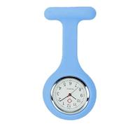 TRIXES Reloj de bolsillo para enfermeras, llavero de silicona azul cielo con esfera blanca, diseñado para profesionales de la atención, cierre de broche fuerte