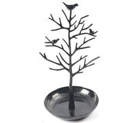 TRIXES Soporte para joyería de metal negro pulido - Pájaros vintage - Cuelga tus joyas - Torre organizadora colgante - Soporte de exhibición