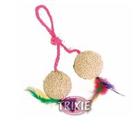 TRIXIE 2 Pelotas Yute rellenas Catnip, con Cuerda, Ø 4.5 cm