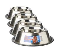 Trixie 2488 Comedero Acero INOX, Orejas Largas, 0.9 L, 15 cm (Paquete de 4)