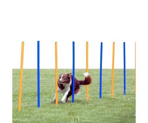 TRIXIE 3206 Eslalom para Agility, 115 x 3 cm, Azul Naranja, para Perros | Para entrenamiento de agility para principiantes y confirmados - Equipo de agility para recorridos de obstáculos