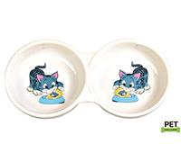 Trixie 4014 Comedero Cerámico Doble Imprimido, 2 x 0.15 L, 11 cm, para Gatos