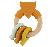 Trixie Anillo de actividad de madera y silicona - Mr. Fox | Juguete sensorial para bebés | Mordedor y sonajero seguros | Juguete de desarrollo para bebés