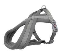 TRIXIE - Arnés Confort New Premium para Perros, Talla M-L (50-90 cm), Grafito, Nylon con Acolchado de Felpa Extra Suave, Ajuste Abdominal Doble y Ergonómico