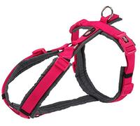 TRIXIE - Arnés Trekking New Premium para Perros, Talla M (53-64 cm), Fucsia/Grafito, Acolchado Integral Hidrófugo, Anillo Frontal Anti-Tirones y Ajuste Ergonómico Continuo
