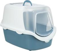 TRIXIE Bac a litiere Vico open top - 40 x 40 x 56 cm - Avec couvercle - Bleu gris et blanc - Pour chat