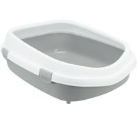 Trixie - Bandeja Higiénica Primo XXL con Borde, 56 × 25 × 71 cm, Gris Claro/Blanco, Antideslizante, Cierres Easy Click, Filtro de Carbón Activo, Ideal para Gatos de Tamaño Grande