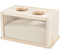 TRIXIE - Baño de Arena de Madera para Hámsters y Ratones, 22 x 12 x 12 cm, Higiene Natural, Cuidado del Pelaje y Entretenimiento para Roedores