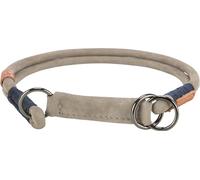 TRIXIE Zug-Stopp 17140 - Collar de Perro de Piel para Perros Grandes, con limitación de tracción, Resistente y Elegante, Color Gris