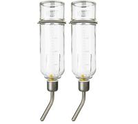 Trixie - Bebedero de Cristal para Roedores, 500 ml, Transparente, con Tapón y Boquilla Metálica Anti-Mordiscos, Sistema de Fijación Seguro para Jaulas (Paquete de 2)